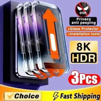 Protection d'écran anti-espion pour iPhone - Facile à appliquer - Lot de 3