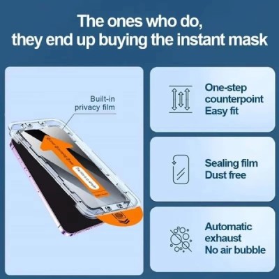 Protector de pantalla antiespía para iPhone - Fácil de aplicar - Paquete de 3