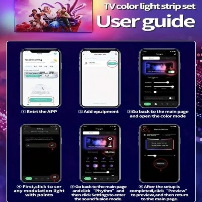 Bande LED RGBIC synchronisable pour téléviseurs de 42 à 75 pouces avec Coma